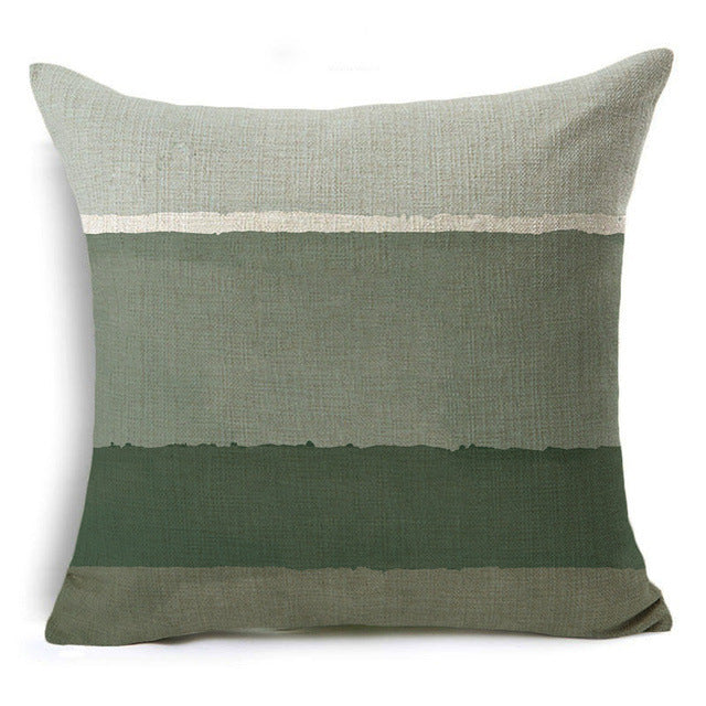 New Green Geometric Print Linen Pillowcase