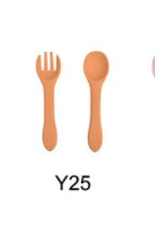 High Quality Natural 100 Food Grade Inventory Easy To Rinse Spoon Weaning Unbreakable Rubber Fork Dishwasher Safe Feeding Set