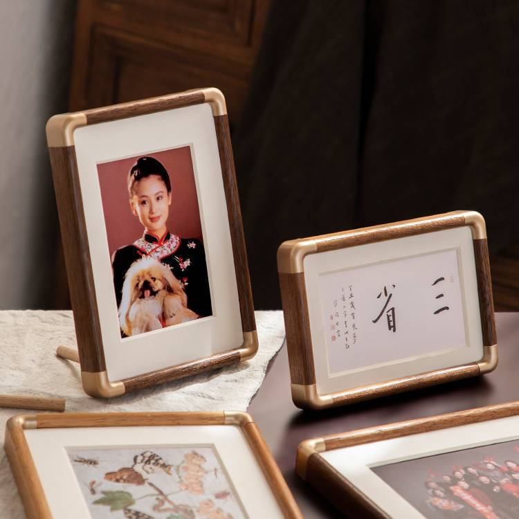 Solid Wood Photo Wash Made Photo Frame Simple 6 Family Portrait Small Wall Hanging Picture Frame Photo Frame Decoration Walnut