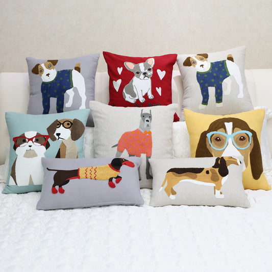 Pillow Embroidered Cushion With Core American Dog