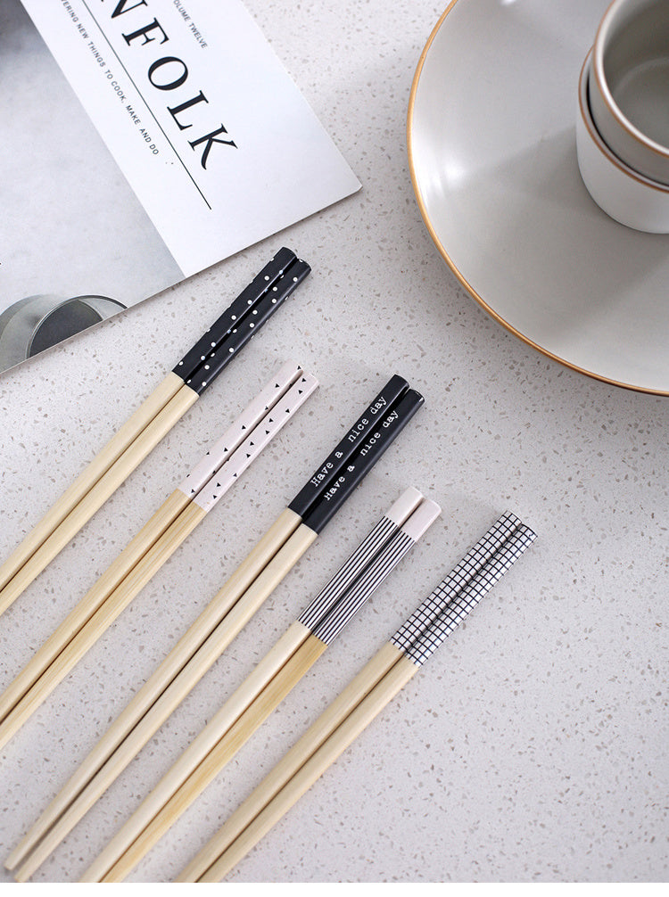 Geometric English Household Square Non-slip Durable Creative Chopsticks