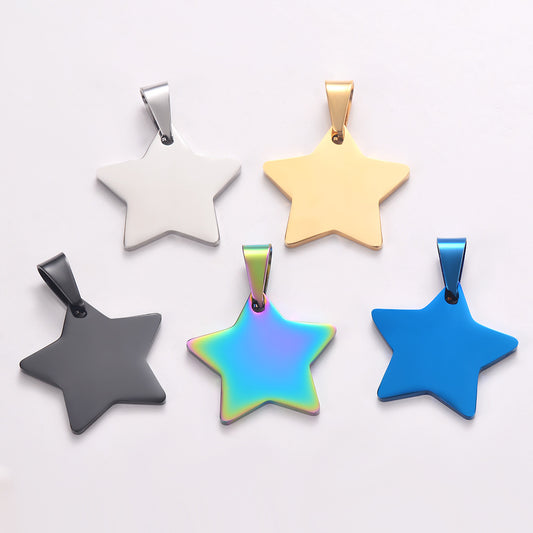 Stainless Steel Five-pointed Star Tag, Titanium Steel Pendant Necklace