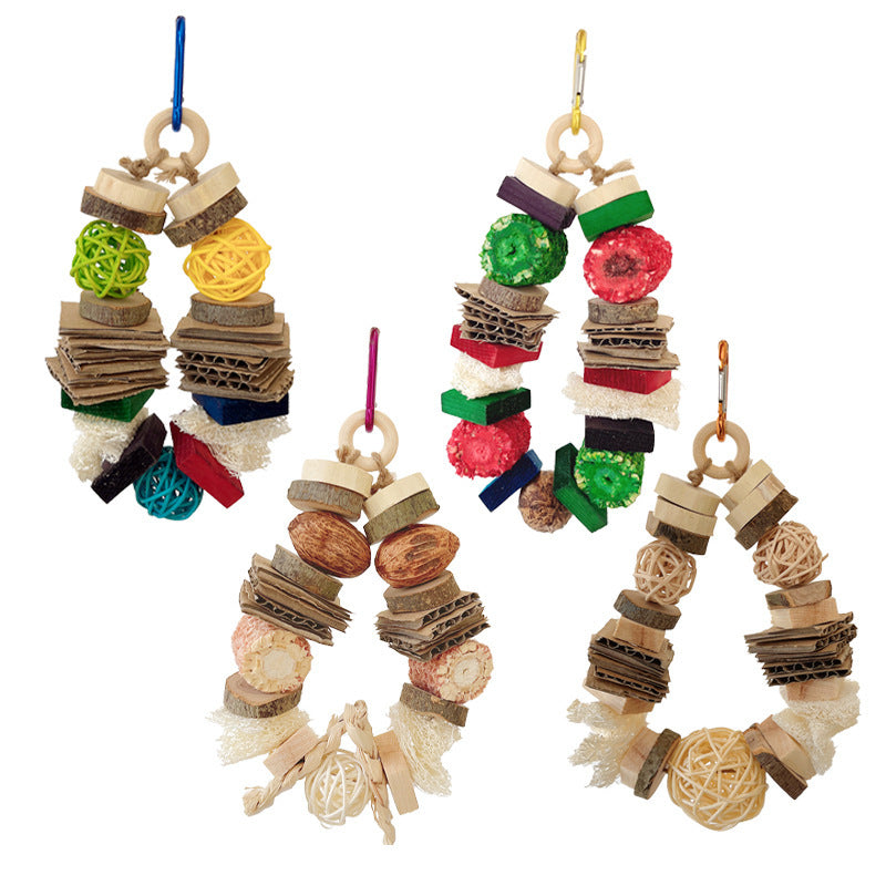 Colorful Wooden Hanging String Rabbit Hamster Molar Vine Bal Parrot Toys