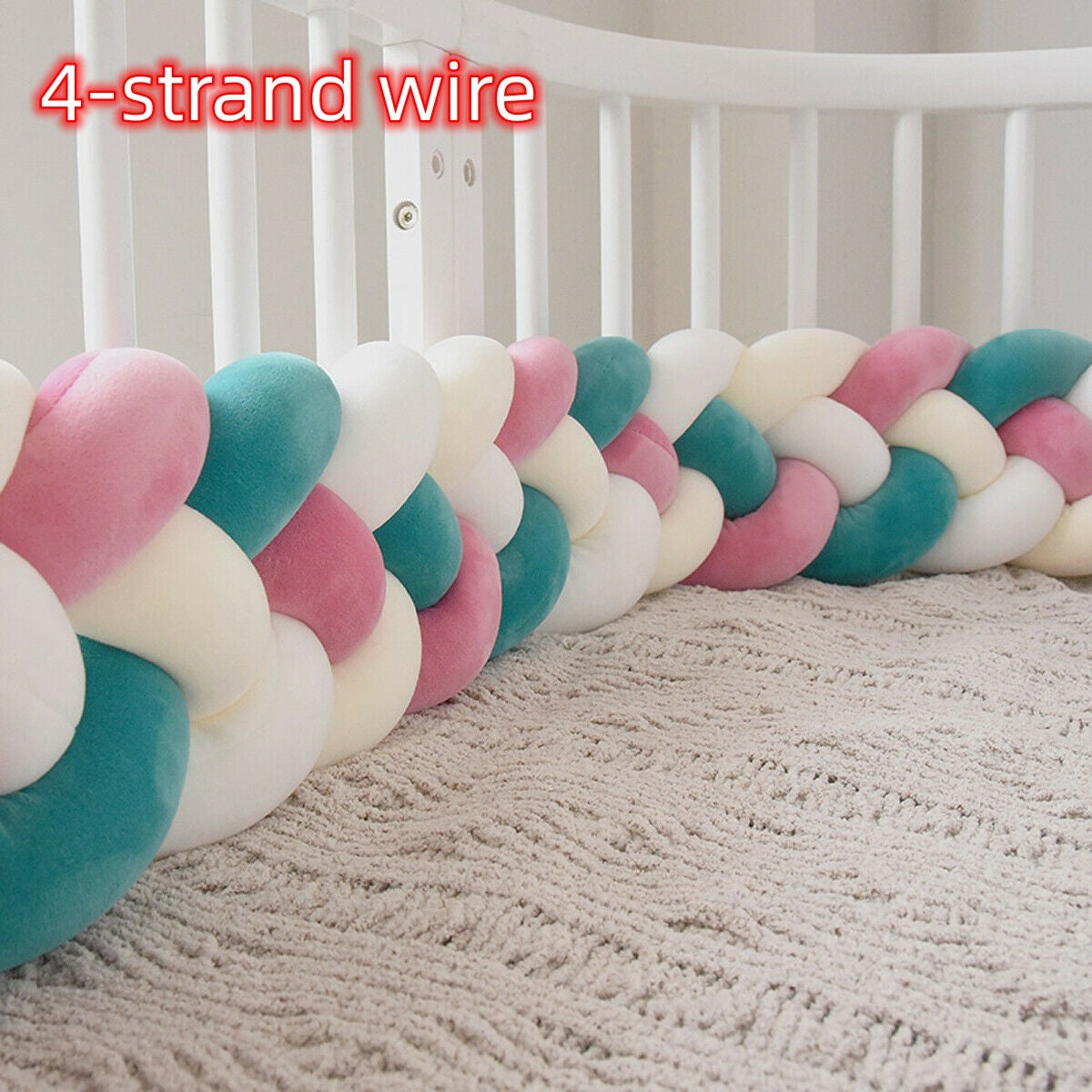 Heightening Baby Braided Crib Bumpers Knot Long Pillow Cushion Bedding Room Dector