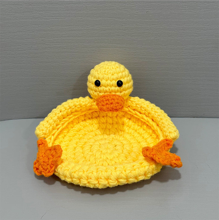 Crocheted Cute Duck Polyester Teacup Mat Heat Insulation