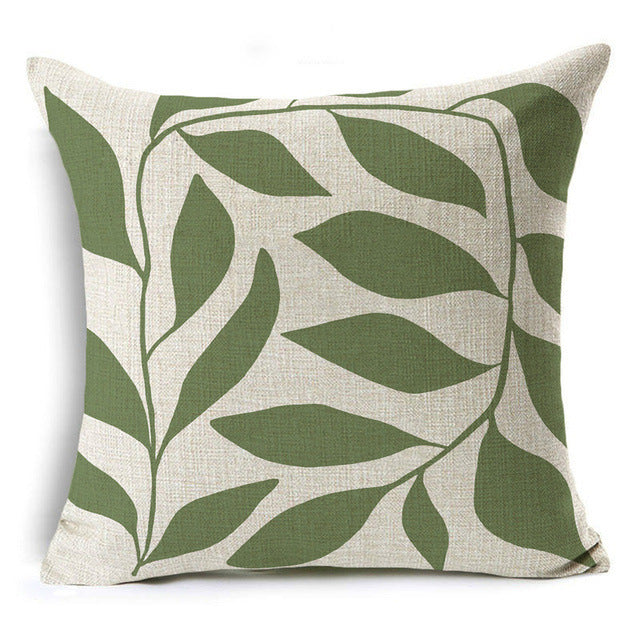 New Green Geometric Print Linen Pillowcase