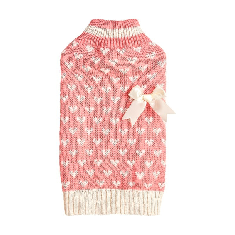 Fashion Personality Bow Love Heart Dog Sweater