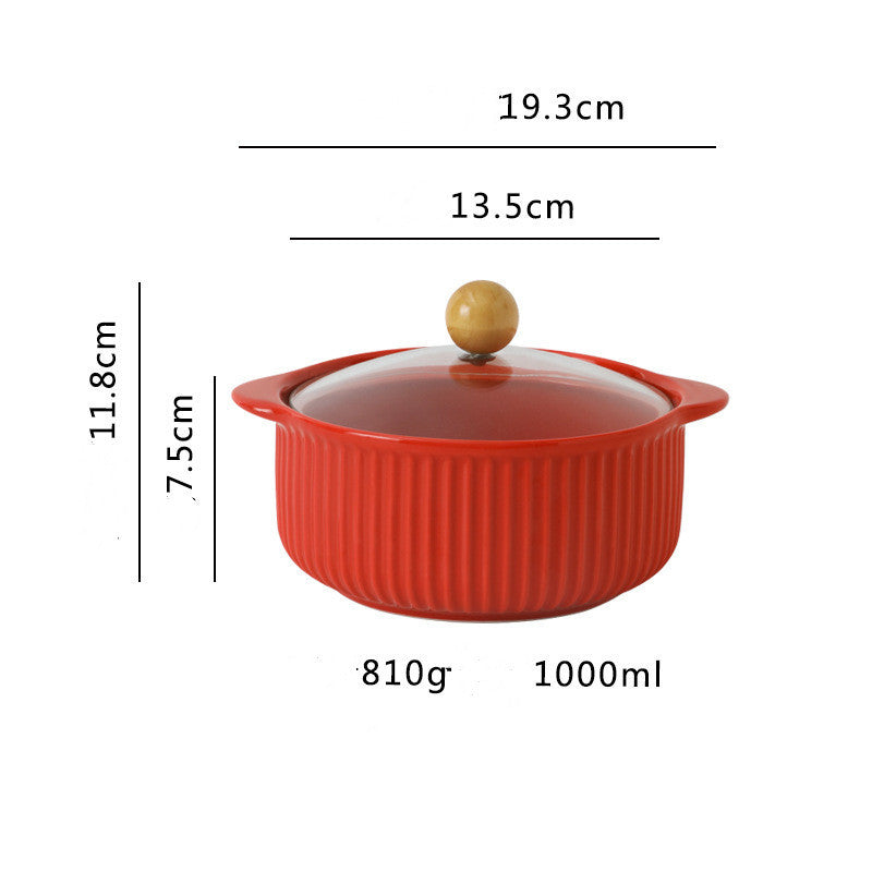 Cute Girlie Noodle With Lid Ceramic Soup Bowl