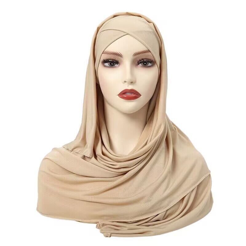 Solid Color Single Layer Cross Stretch Scarf Women