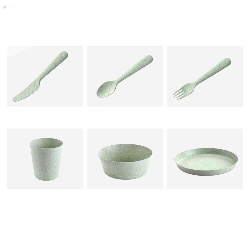 Wheat Straw Cutlery Set, Cups, Dishes, Forks, Spoons, Drop-Proof Dishes Wholesale