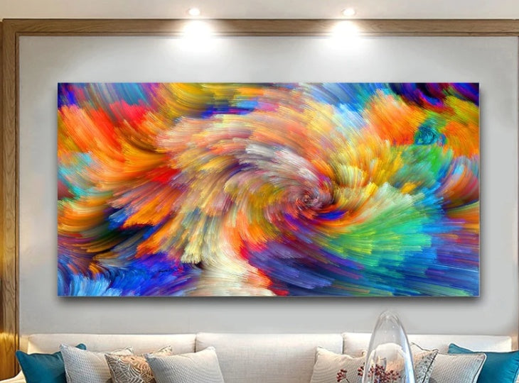 Colorful Rainbow Waves Print Painting