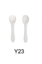 High Quality Natural 100 Food Grade Inventory Easy To Rinse Spoon Weaning Unbreakable Rubber Fork Dishwasher Safe Feeding Set