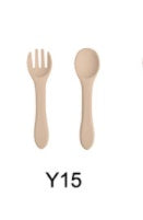 High Quality Natural 100 Food Grade Inventory Easy To Rinse Spoon Weaning Unbreakable Rubber Fork Dishwasher Safe Feeding Set