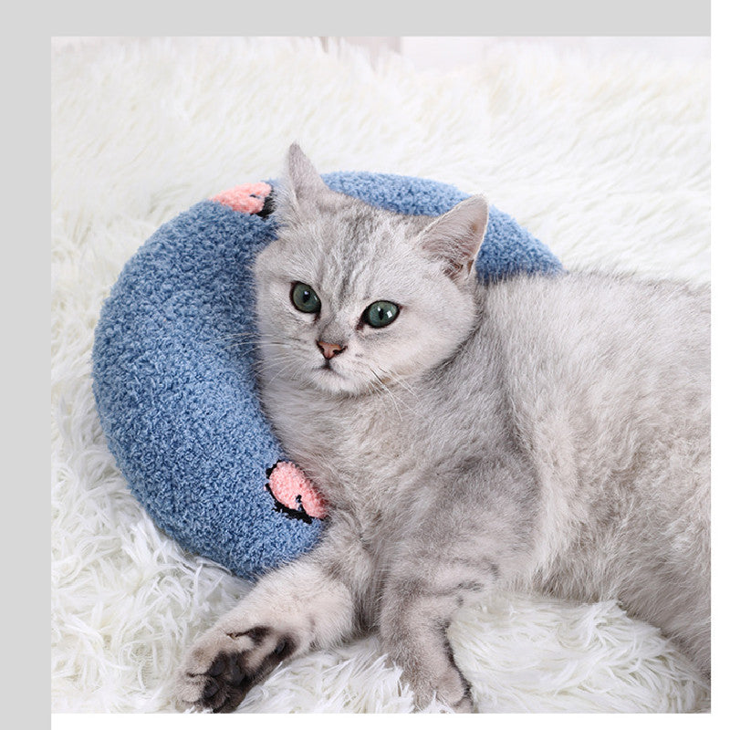 U-shaped Cat Toy Pillow To Protect Cervical Vertebra Pet Sleeping Pillow Soft Sounding Deep Sleep