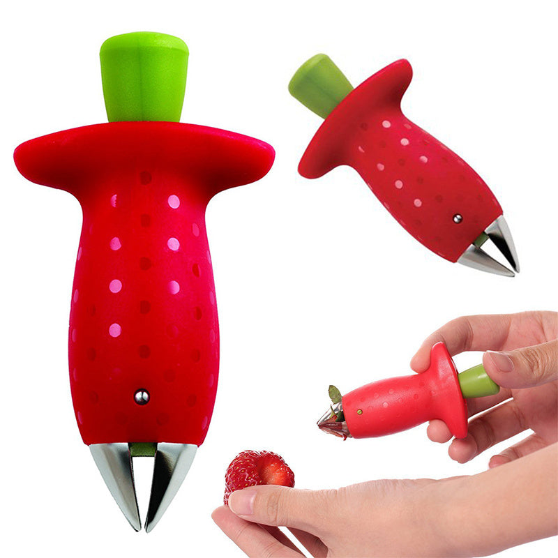 Strawberry Stem Remover Metal Plastic Fruit Leaf Remover Tomato Stalks Strawberry Knife Stem Remover Gadget Kitchen Cooking Tool