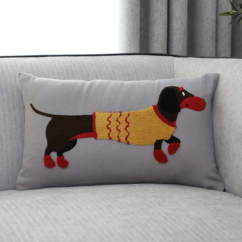 Pillow Embroidered Cushion With Core American Dog