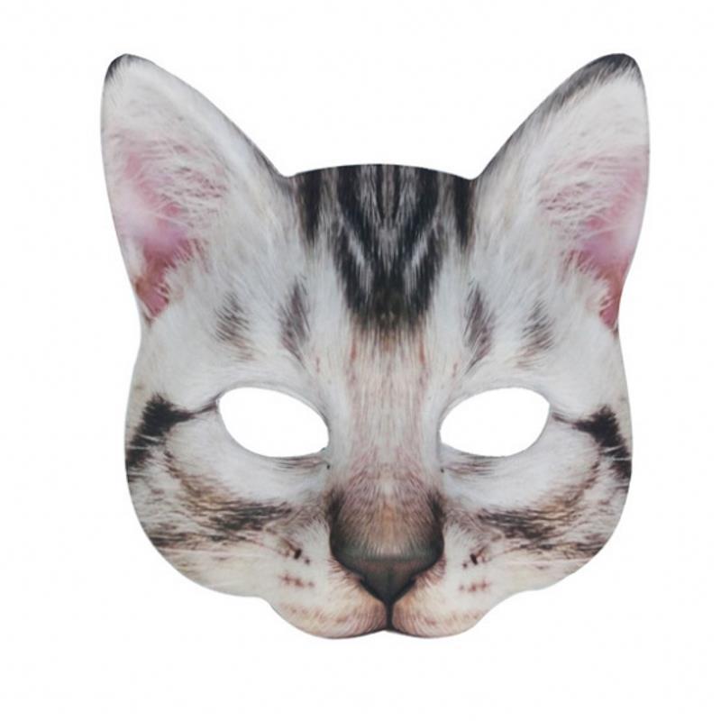 Masquerade Digital Printing Animal White Cat Mask