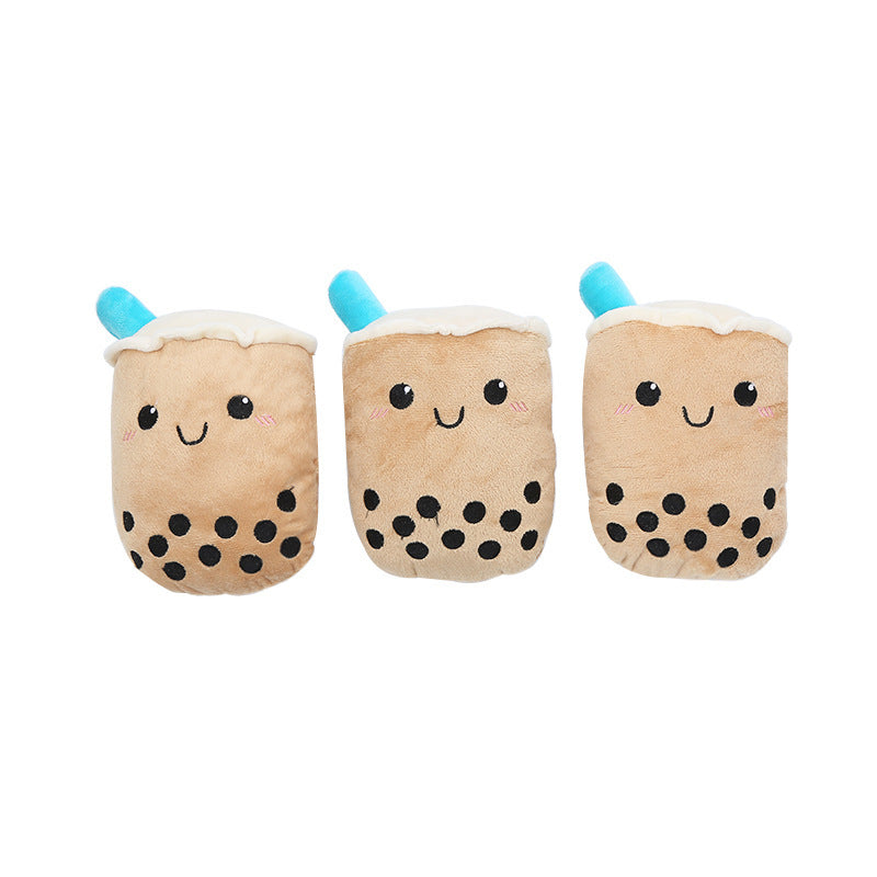 Dog Plush Toy Cute Milk Tea Shape Resistant To Biting Teeth