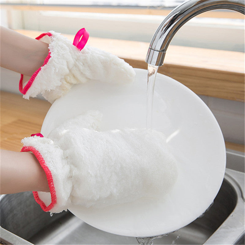 Kitchen Bamboo Fiber Non-oily Dishwashing Gloves