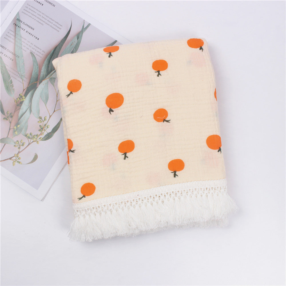 Children's Cotton Printed Tassel Blanket Baby Gauze