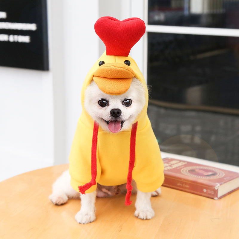 Fruit Dog Clothes Two-legged Hooded Outfits Green Fleece Clothing Autumn Winter Hoodies