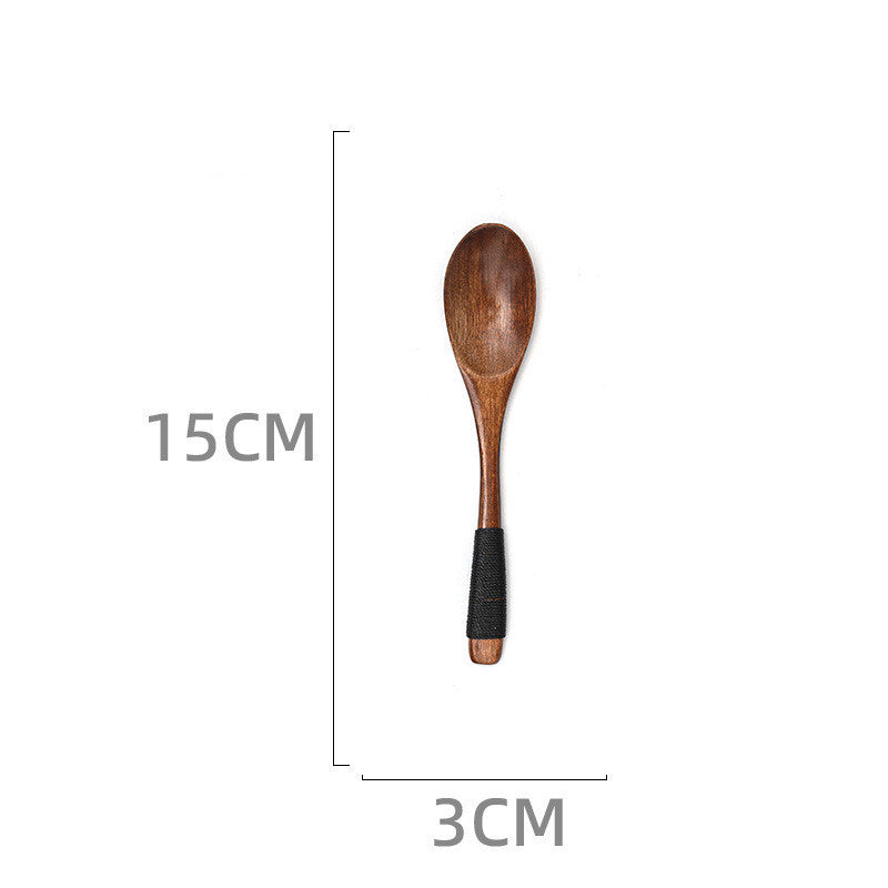 Japanese Style Wooden Long Handle Soup Instant Noodle Spoon