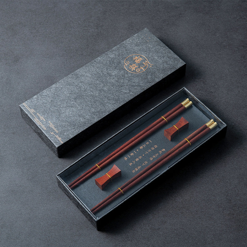 New Year's Fuding Mahogany Family Pack Solid Wood Chopsticks