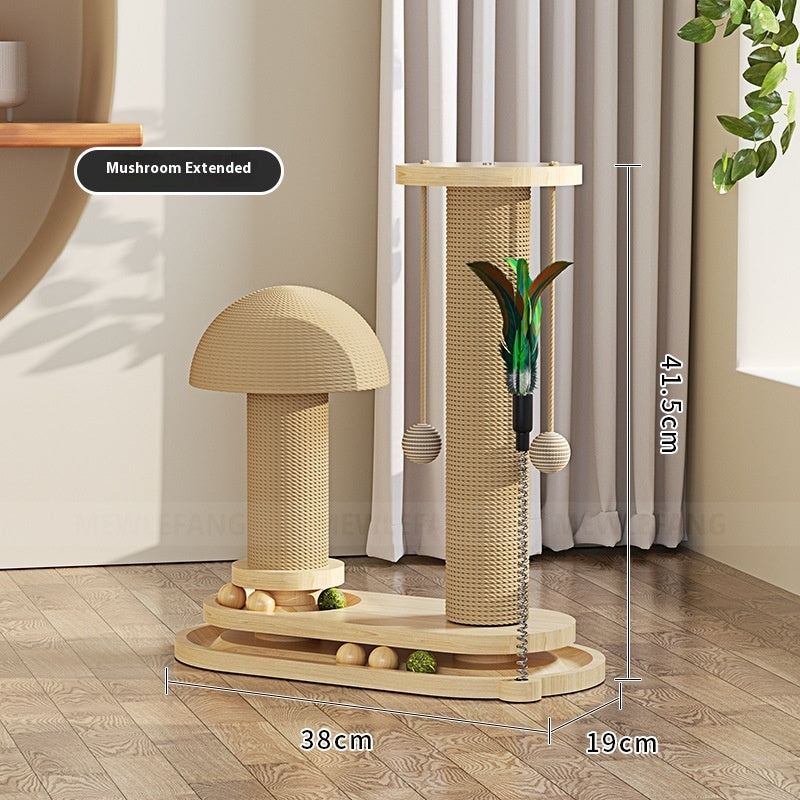 Solid Wood Cat Turntable Scratching Post Durable Toy