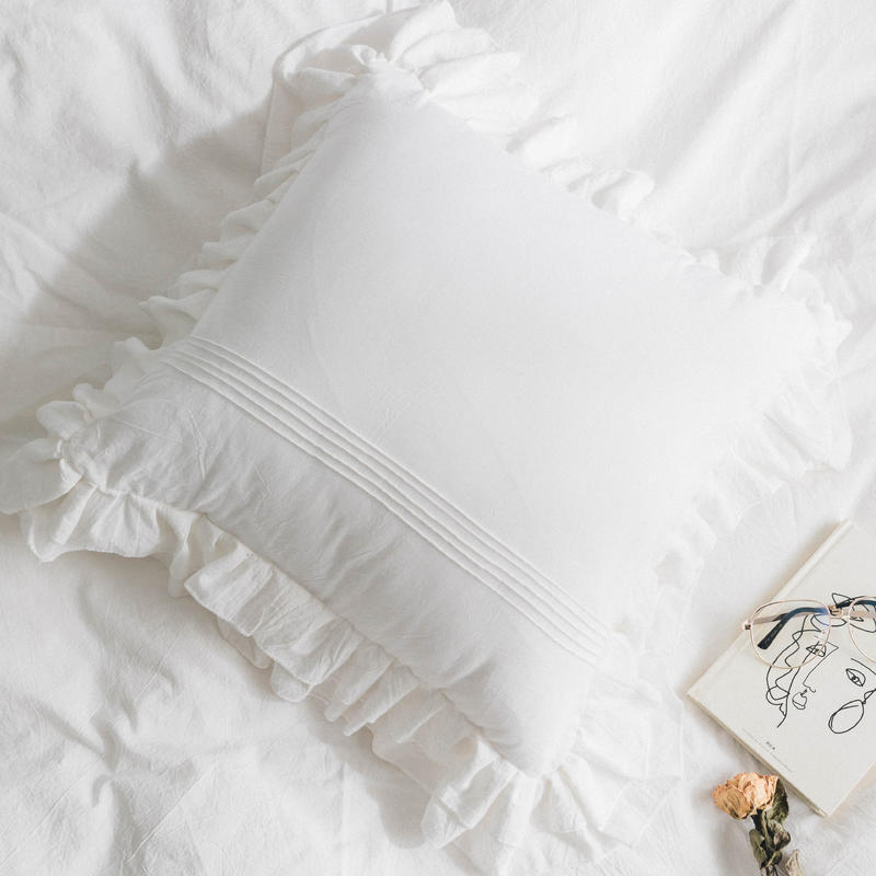 Ruffled Pure Cotton Pure Color Small Pillowcase