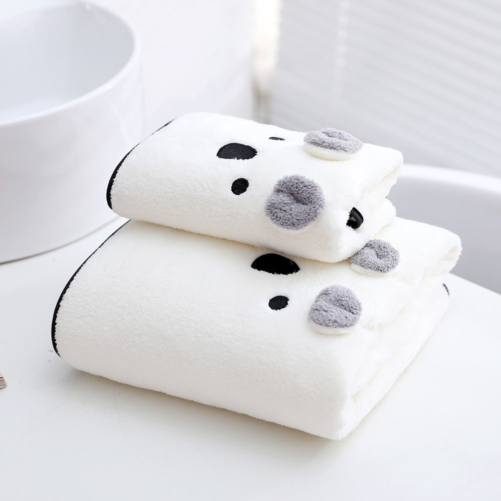 Coral Velvet Bath Towel Two-piece Towel Rabbit Ears Koala Bear Gift Box