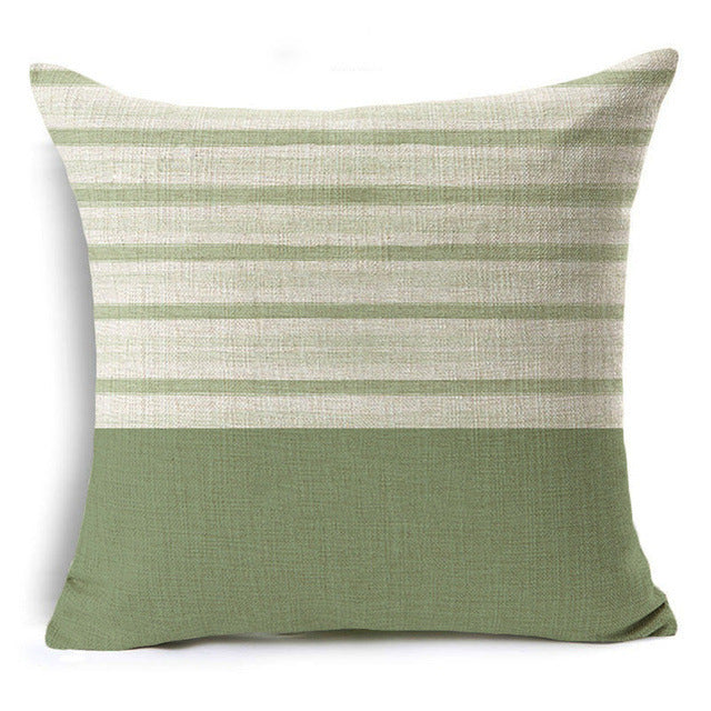 New Green Geometric Print Linen Pillowcase