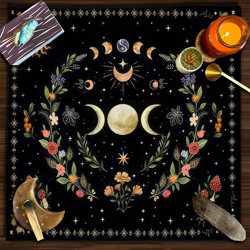 Tarot Tablecloth Cloth Cushion Tarot Moon Sun Lucky Tree Flannel Tablecloth