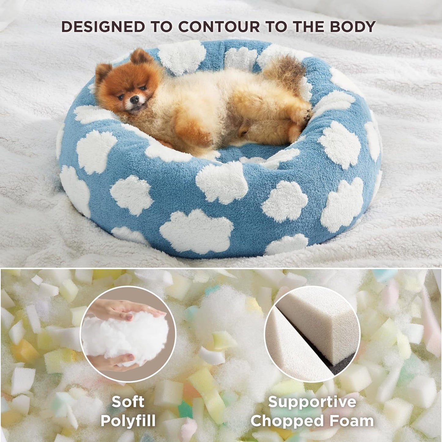 Lesure Cat Beds For Indoor Cats - Round Cat Bed Donut Small Dog Bed Calming Pet Beds, Cute Modern Beds With Jacquard Shaggy Plush & Anti Slip Bottom