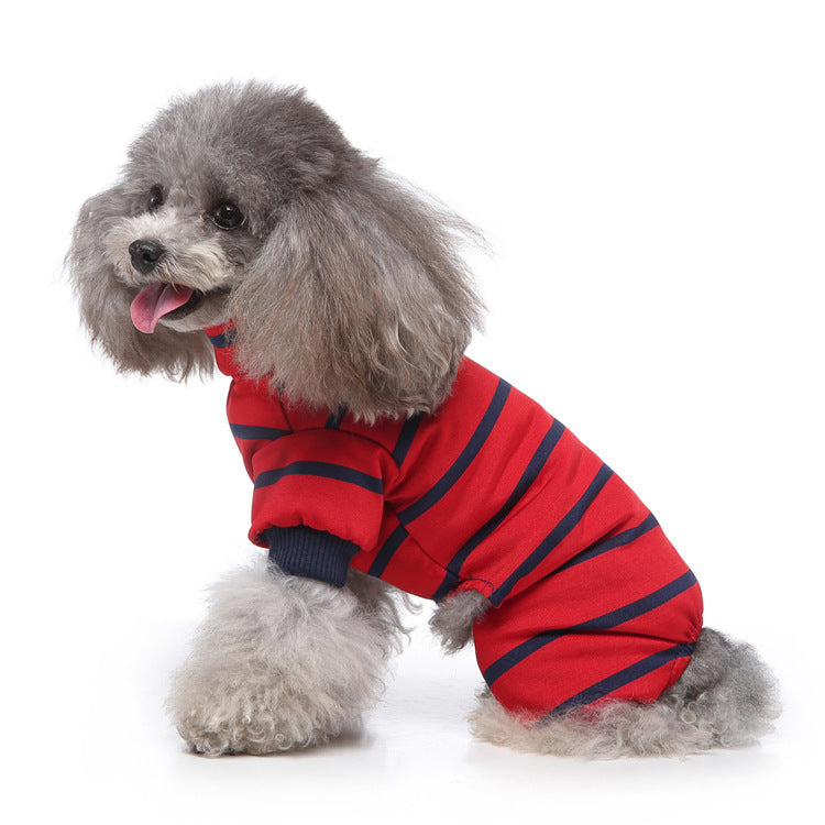 Fashion High Collar Striped Pet Dog Pajamas