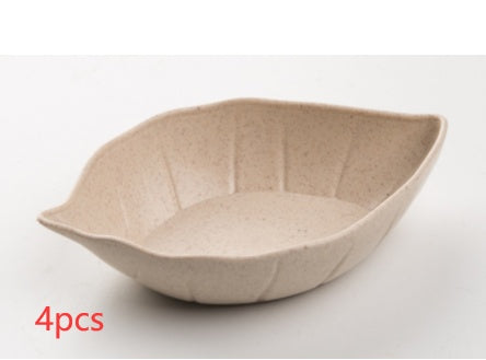 Leaves Shape Baby Kids Dish Bowl Wheat Straw Soy Sauce Dish Rice Bowl Plate Sub - plate Japanese Tableware Food Container