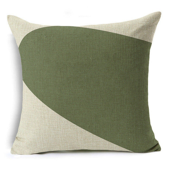 New Green Geometric Print Linen Pillowcase