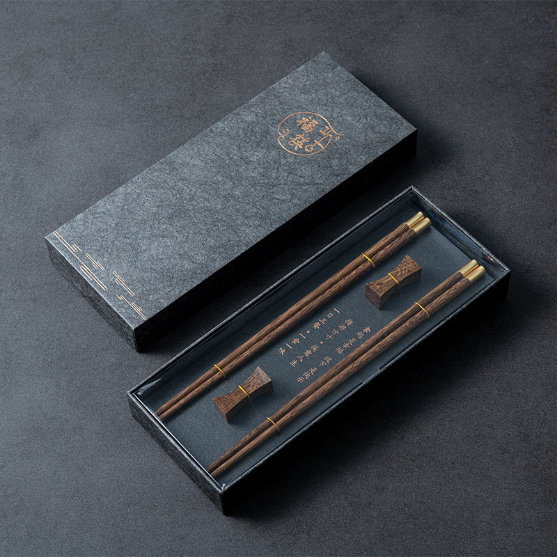 New Year's Fuding Mahogany Family Pack Solid Wood Chopsticks