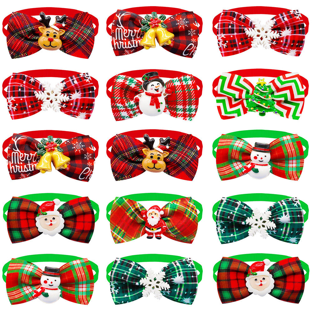 Pet Plaid Pattern With Accessories Bow Tie Cat Dog