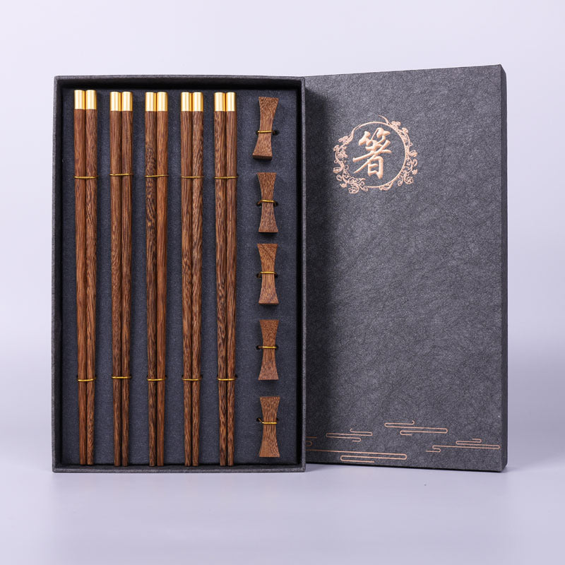 New Year's Fuding Mahogany Family Pack Solid Wood Chopsticks